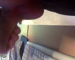 Gay solo masturbation in an internet cafe