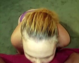 deepthroat blowjob by amateur blonde, she swallows