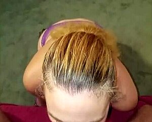 deepthroat blowjob by amateur blonde, she swallows