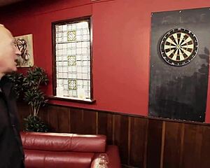 gal loses darts game and gets fucked on sofa