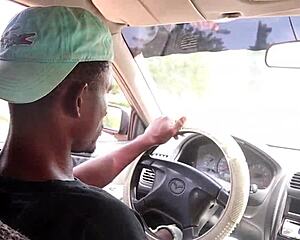 Petite ebony teen 18+ fucks uber driver in ass to avoid fare