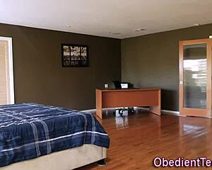 i guide my fetish teen 18+ on a leash for rough blowjob play