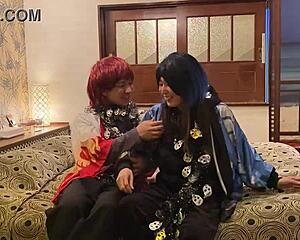 Mature Wife Cosplays on Halloween for Deepthroat and Creampie