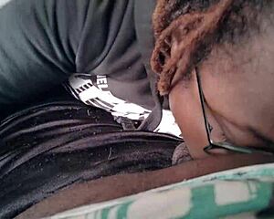 pov of middle day head with ebony bbw husband