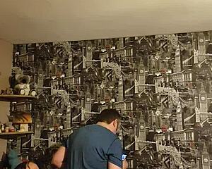 standing alone and wanking in the room