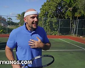 Kara Lee's big naturals get scored by Jmac's cock!