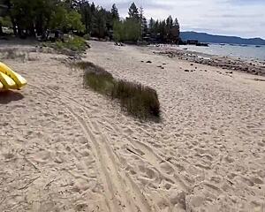 Blonde sucks cock intensely by Lake Tahoe