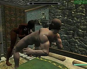 skyrim orgy threesome with wild action