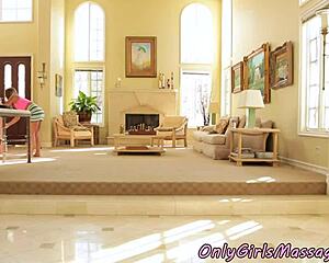 Lesbo masseuse kissing client!