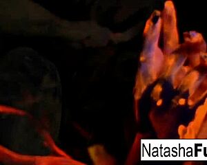 busty natasha nice shoots a fun and sexy black light video