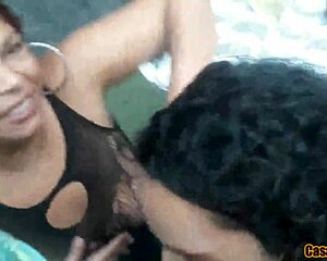 sortudo enjoys triple blowjob from grazy sapeca, nana diaba, and chubby boca de veludo at wild party with crowd watching