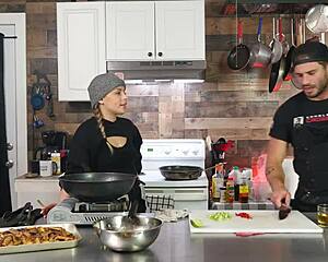 Discussing orgasms in the kitchen