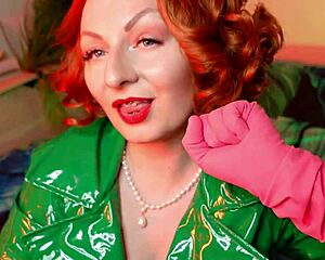 Free closeup of Arya Grander's seductive lips and hands rubber latex glove fetish