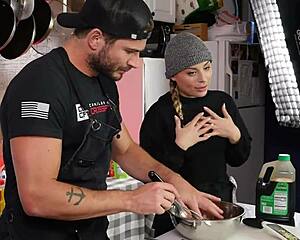 Discussing orgasms in the kitchen