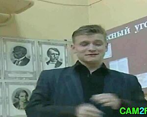 Russian teen explores oral pleasures in college dorm