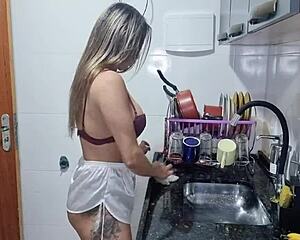 Hot Maid Gets Anal Blowjob