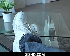 lacey london rides my british step sister's cock hard