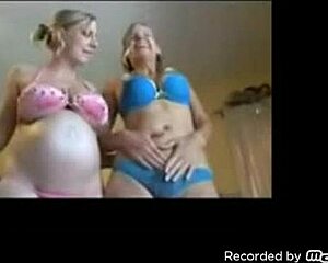 Lesbian mobizen video shows pregnant lesbian getting naughty