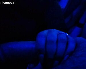 18-19-year-old amateur gives a blowjob to a big cock