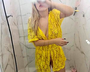 Blonde Latina Cleans And Stays Without Panties