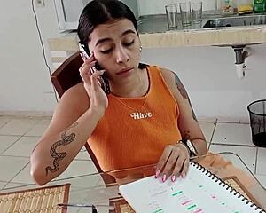 I film myself masturbating, almost caught by my stepmom