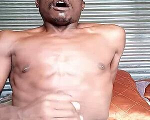 Amateur guy moans dirty talk while busting nut on big black cock