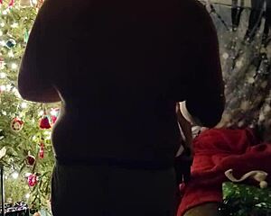 Big tits and big cock in Christmas photo shoot