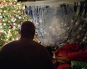 Big tits and big cock in Christmas photo shoot