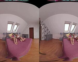 Vr Threesome: Cherry Kiss and Zuzu Sweet Ride Hard in Reality POV