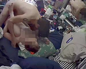 couple gets caught fucking in bedroom cam with horny wife and girlfriend vibes 😏