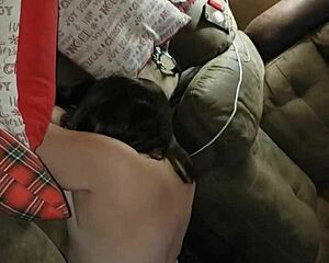 Using vibrator to masturbate in thong panties under maledom control