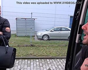 Outdoor Zap with hot blonde in the car an American truck