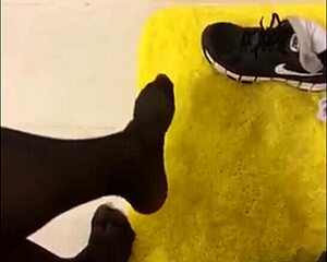 teasing black pantyhose on sexy legs reveal hidden desires