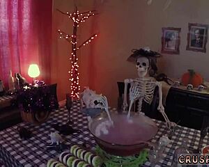 amateur teen girl getting facial and swallowing? halloween fun with taboo hardcore!