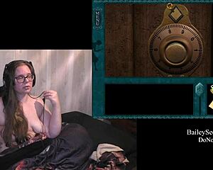 Naked brunette plays haunted carousel game