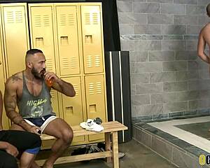 Gym Buddies Dive into a Raw Interracial 3some Assfucking Session.