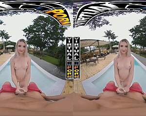 I watchin virtual porn of blonde teen britt blair gettin fucked hard in vr, her small tits bouncin