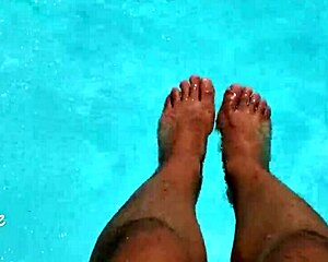 Just chilling by the pool, playing with feet in the water today.