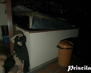 Latina Brunette Lovers Fuck Doggystyle Outdoors At Night