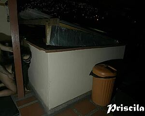 Latina Brunette Lovers Fuck Doggystyle Outdoors At Night