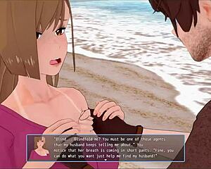 Cartoon blindfolded BDSM: A ruthless man or a man in a mask and a group of women