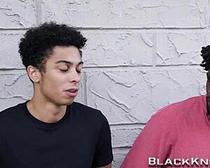 Gay mulatto teen very horny eagerly awaits the arrival of a big black penis