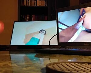 Watch The Guy Masturbating With Computer On Desk In A Teasing Manner