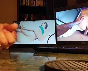Watch The Guy Masturbating With Computer On Desk In A Teasing Manner