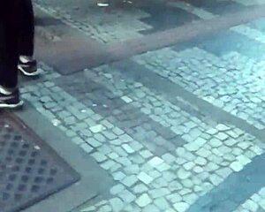 morena with hot legs at bus stop