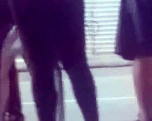 morena with hot legs at bus stop