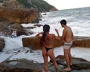 Latina lady caught fucking in public outdoor game