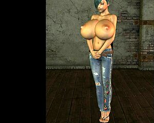 3d cg babe with insanely large boobs