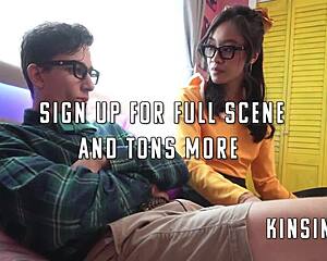 Nerdy asian stepsis and geeky stepbro start something sneaky!
