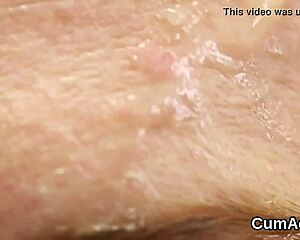 Hottie Swallows Sperm in Bukkake POV Session